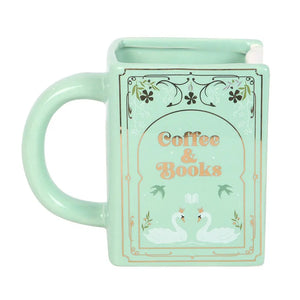 Taza Verde con Forma de Libro – Coffee and Books (450ml) Esotergia