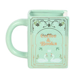 Taza Verde con Forma de Libro – Coffee and Books (450ml) Esotergia