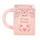 Taza de Cerámica Rosa en Forma de Libro "I Love Books" (450 ml) Esotergia
