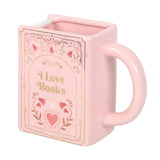 Taza de Cerámica Rosa en Forma de Libro "I Love Books" (450 ml) Esotergia