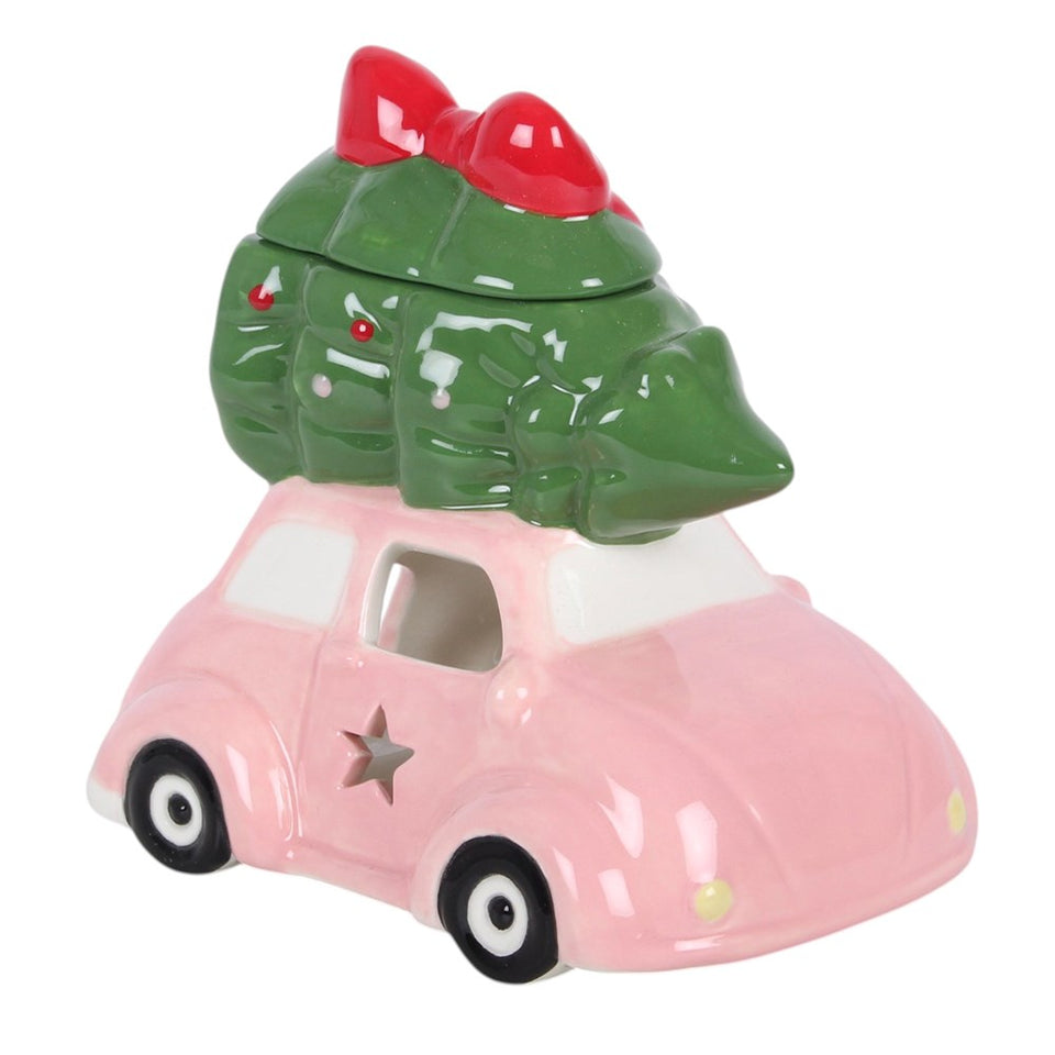 Quemador de Esencias Coche Rosa Navideño | Magia, Aromaterapia y Alegría Festiva Esotergia