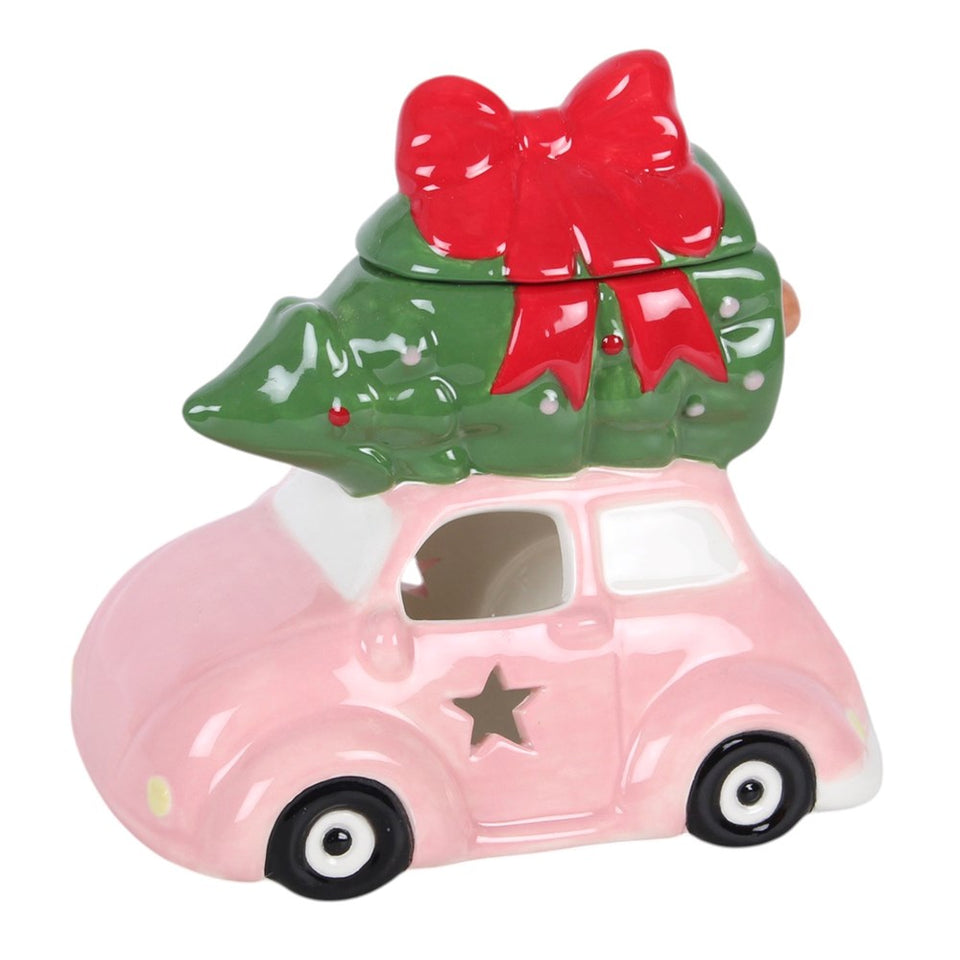 Quemador de Esencias Coche Rosa Navideño | Magia, Aromaterapia y Alegría Festiva Esotergia