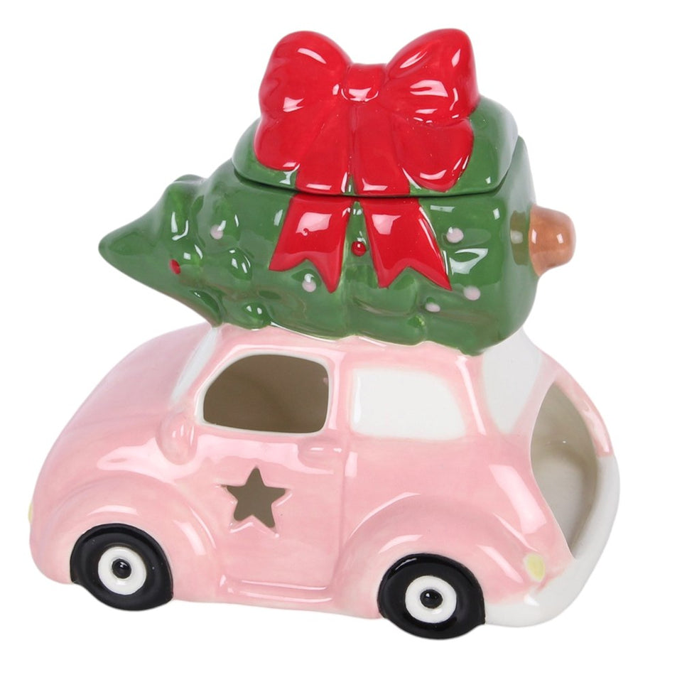 Quemador de Esencias Coche Rosa Navideño | Magia, Aromaterapia y Alegría Festiva Esotergia