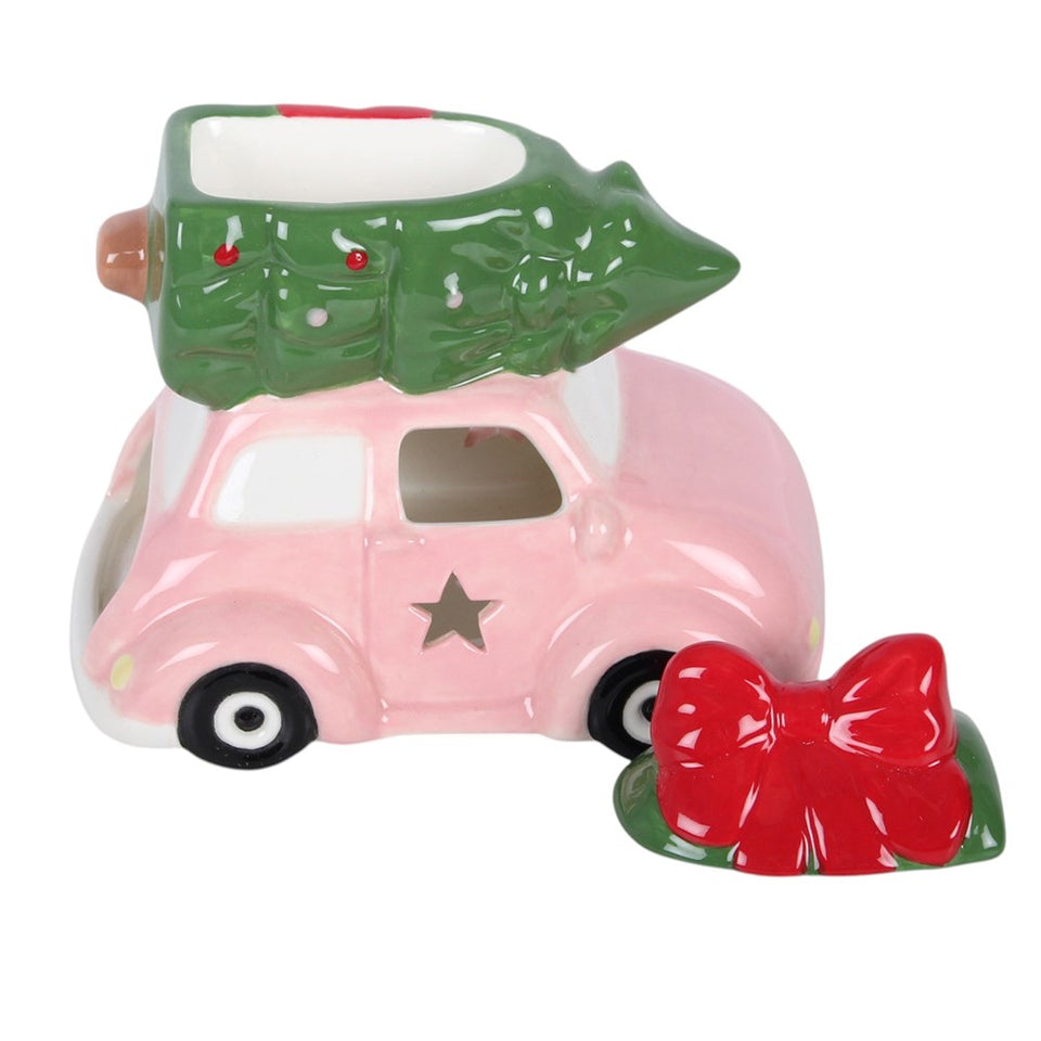 Quemador de Esencias Coche Rosa Navideño | Magia, Aromaterapia y Alegría Festiva Esotergia