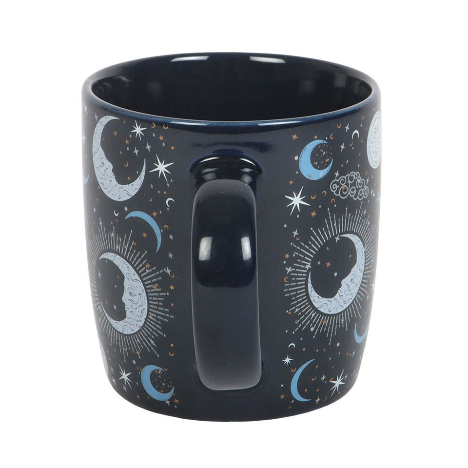 Taza Luna Azul de Cerámica 500 ml con Estrellas Esotergia