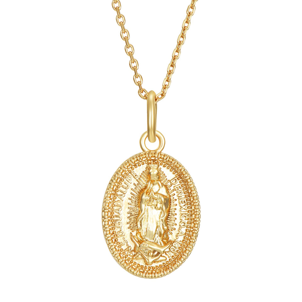 Collar "Manto de Estrellas" Virgen de Guadalupe | Acero Color Oro, Milagros y Protección Esotergia