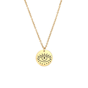 Collar Ojo Turco Protector en Acero Inoxidable Color Oro