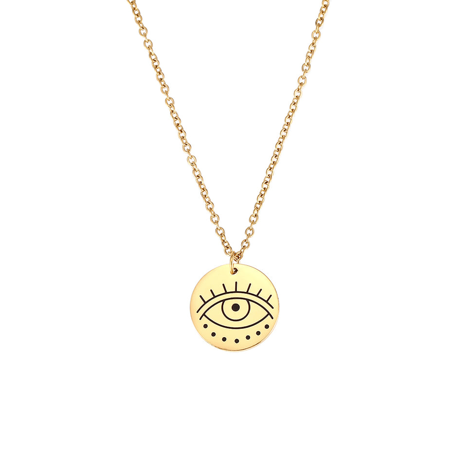 Collar Ojo Turco Protector en Acero Inoxidable Color Oro