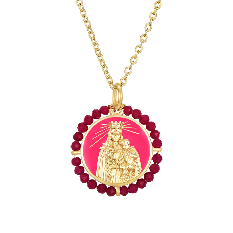 Collar Virgen del Carmen Rubí - Protección Espiritual y Fuerza Vital Esotergia
