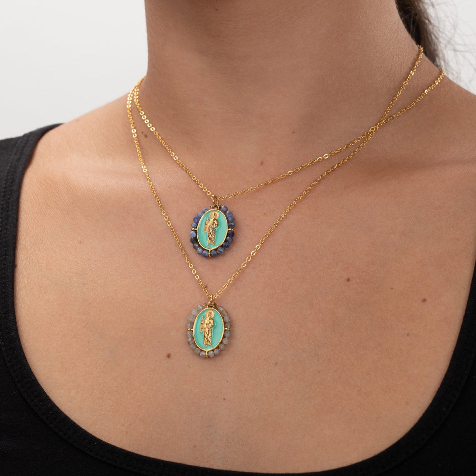 Collar San Judas Tadeo Turquesa - Protección Espiritual y Estilo Elegante Esotergia
