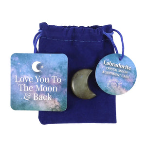 Luna de Labradorita con Tarjeta “Love You to the Moon” + Bolsa Mágica Esotergia