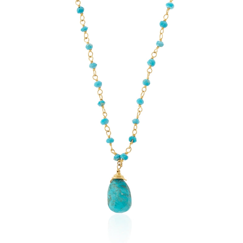 Collar de Turquesa Plata de Ley 925 Bañado en Oro 18k | Protección y Sanación Esotergia
