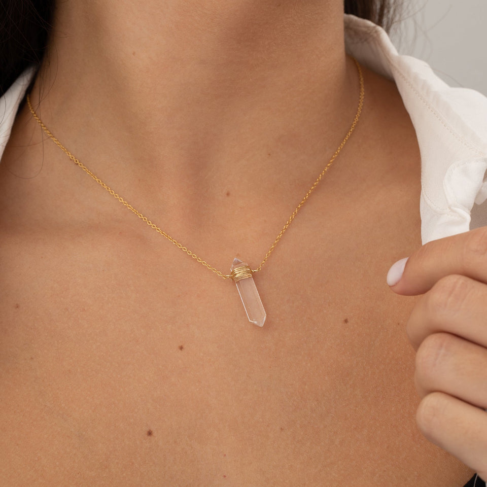 Collar Mineral Labradorita Bañado en Oro 18k - Magia, Intuición y Transformación Esotergia