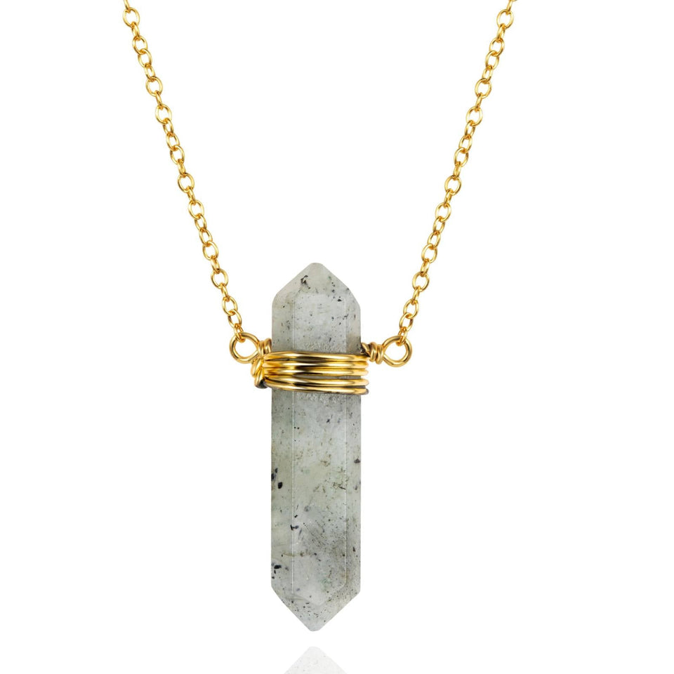 Collar Mineral Labradorita Bañado en Oro 18k - Magia, Intuición y Transformación Esotergia