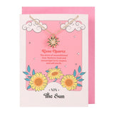 Collar Sol Celestial de Cuarzo Rosa con Tarjeta de Felicitación | Tarot Esotergia