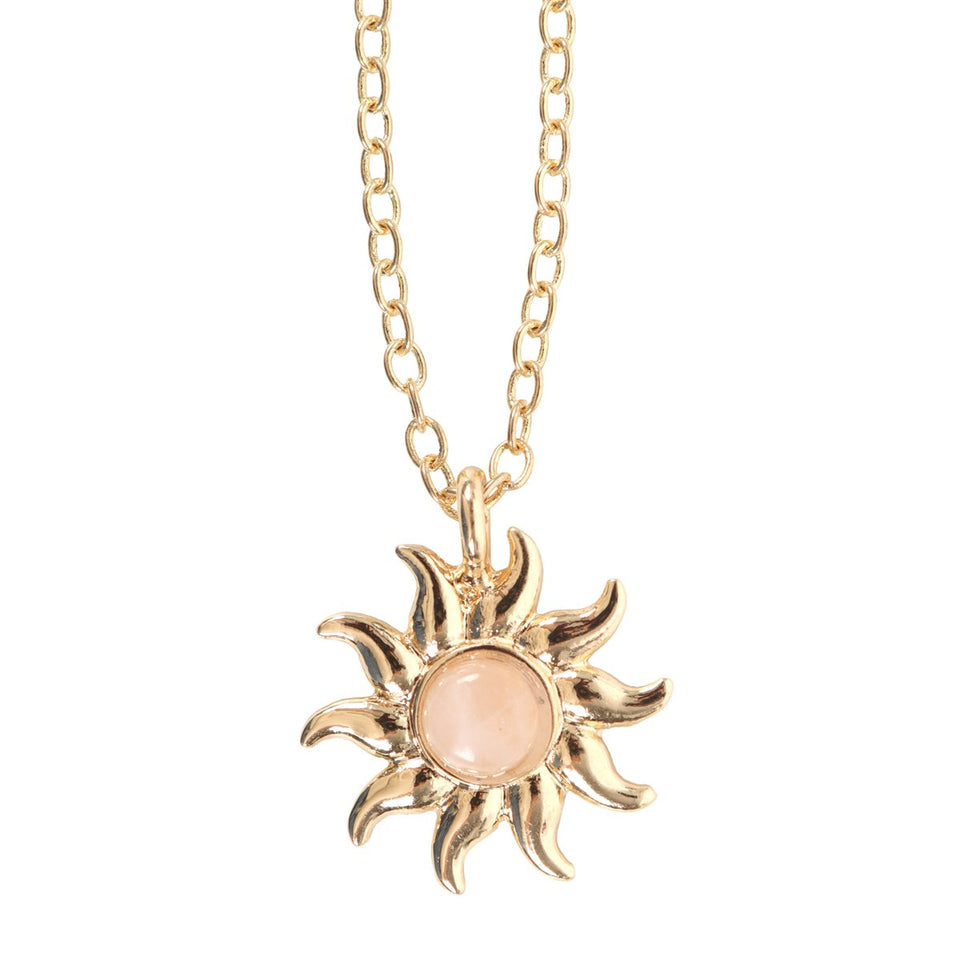 Collar Sol Celestial de Cuarzo Rosa con Tarjeta de Felicitación | Tarot Esotergia