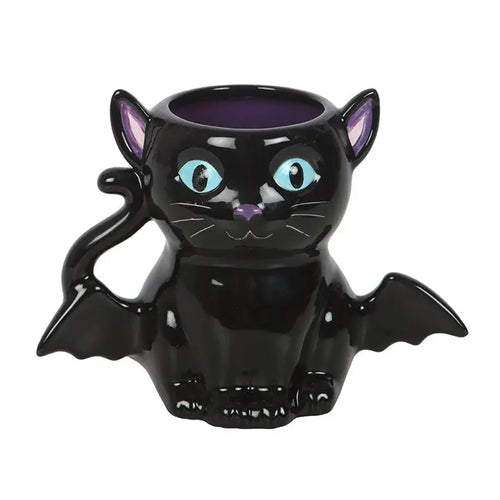 Taza Gótica Gato Negro con Alas de Murciélago – Cute & Creepy Bat Cat Mug 500ml Esotergia