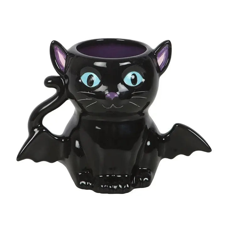 Taza Gótica Gato Negro con Alas de Murciélago – Cute & Creepy Bat Cat Mug 500ml Esotergia