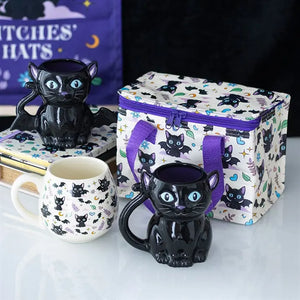 Taza Gótica Gato Negro con Alas de Murciélago – Cute & Creepy Bat Cat Mug 500ml Esotergia