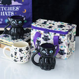 Taza Gótica Gato Negro con Alas de Murciélago – Cute & Creepy Bat Cat Mug 500ml Esotergia