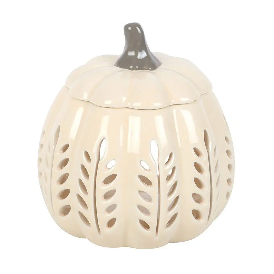 Quemador de Aceites y Ceras Calabaza Crema – Diseño Otoñal Elegante Esotergia