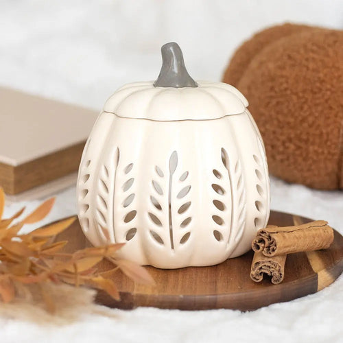 Quemador de Aceites y Ceras Calabaza Crema – Diseño Otoñal Elegante Esotergia