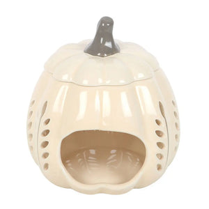 Quemador de Aceites y Ceras Calabaza Crema – Diseño Otoñal Elegante Esotergia