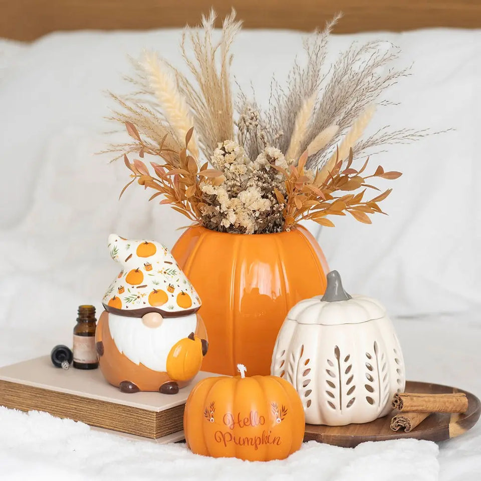 Quemador de Aceites y Ceras Calabaza Crema – Diseño Otoñal Elegante Esotergia