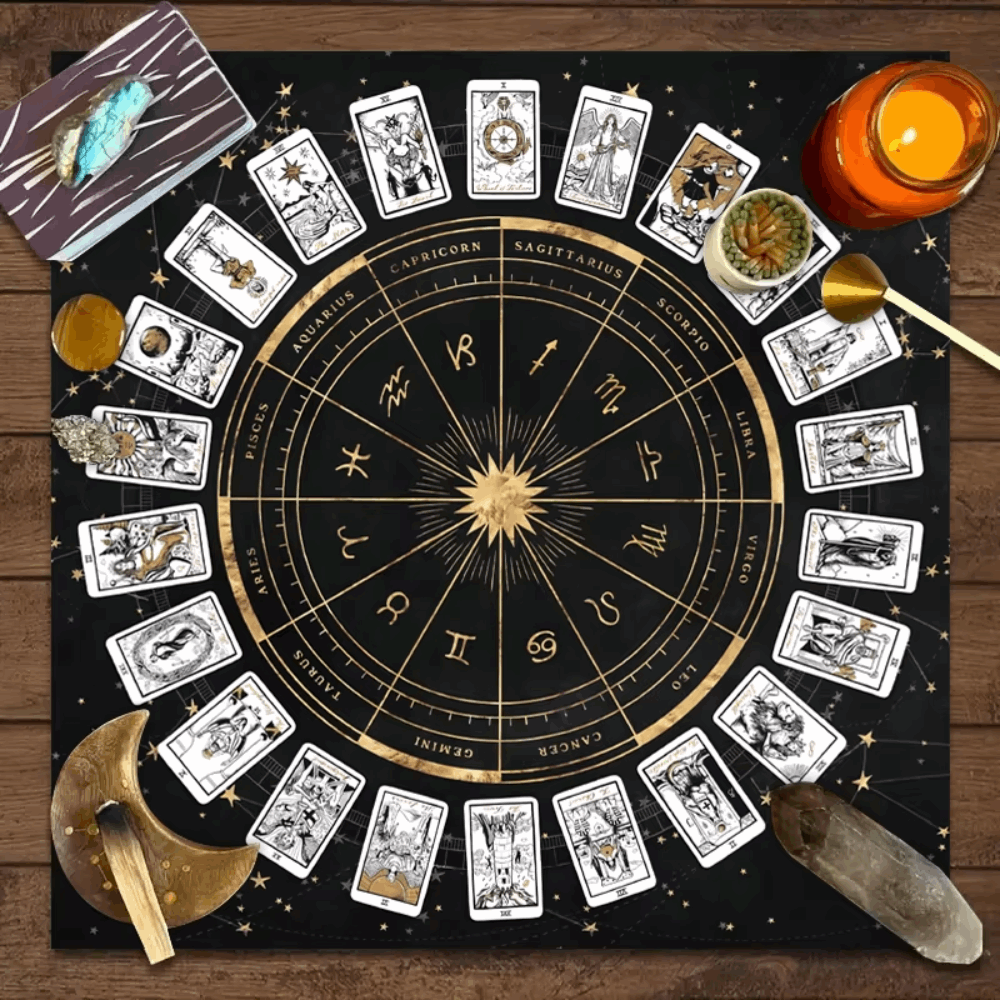 Tapete para Cartas del Tarot: Guía Zodiacal, Concentración y Energía
