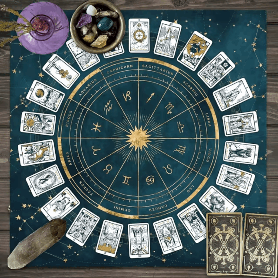 Tapete para Cartas del Tarot: Guía Zodiacal, Concentración y Energía