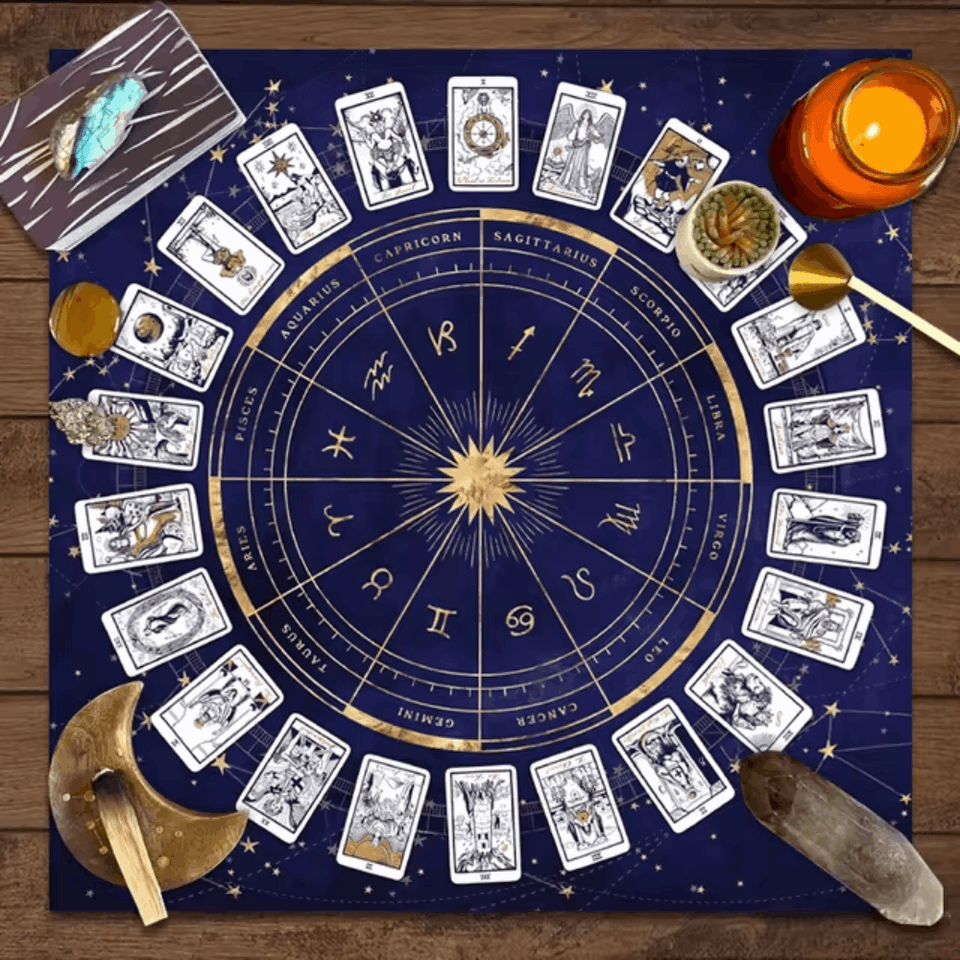 Tapete para Cartas del Tarot: Guía Zodiacal, Concentración y Energía