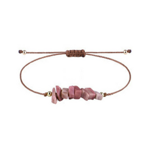 Rhodonite Chip Bracelet with Adaptable Knot