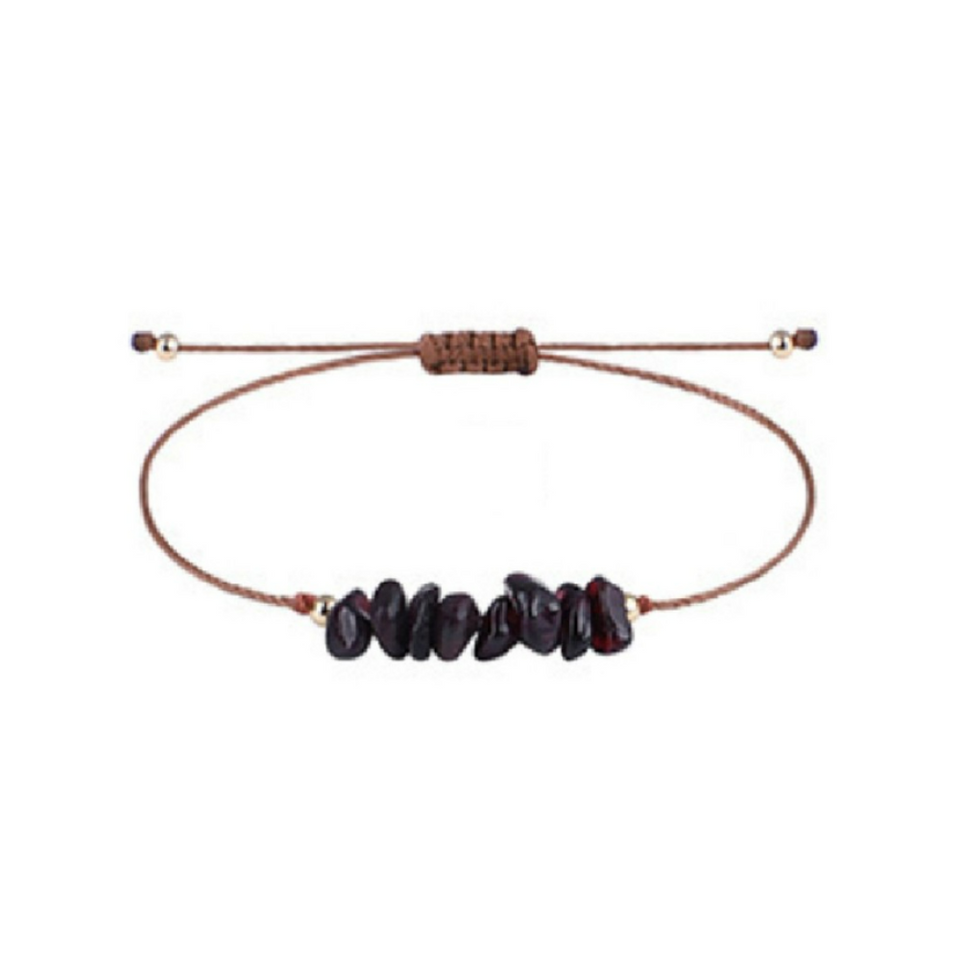 Garnet Chip Bracelet with Adaptable Knot