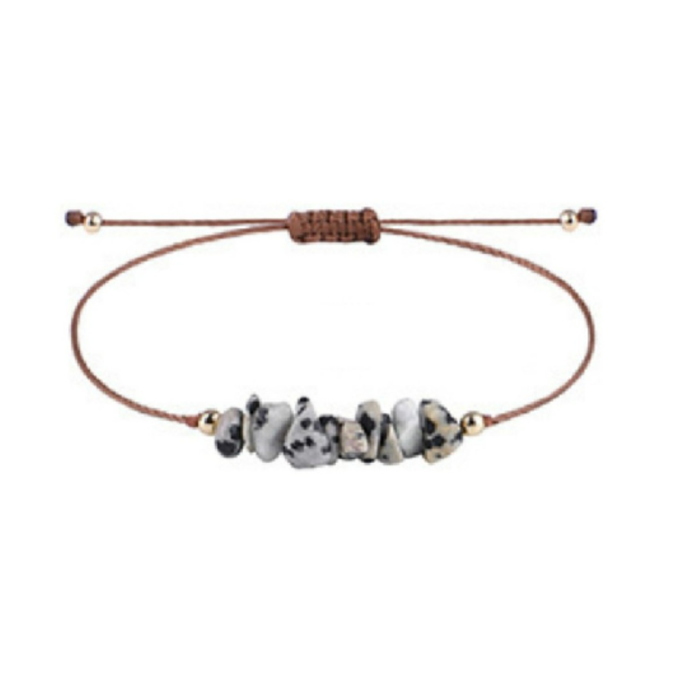 Dalmatian Jasper Chip Bracelet with Adaptable Knot