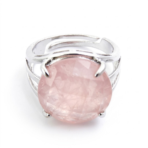 Anillo Ajustable de Cuarzo Rosa Redondo Facetado | Amor Propio y Armonía Merlin Tienda