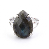 Anillo Ajustable de Labradorita Facetada en Lágrima | Magia, Intuición y Protección Merlin Tienda