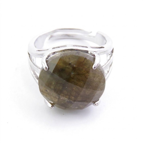 Anillo Ajustable de Labradorita Redonda Facetada | Magia, Intuición y Protección Merlin Tienda