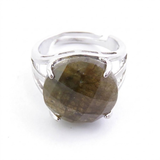 Anillo Ajustable de Labradorita Redonda Facetada | Magia, Intuición y Protección Merlin Tienda