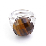 Anillo Ajustable de Ojo de Tigre Redondo Facetado | Protección, Fuerza y Éxito Merlin Tienda