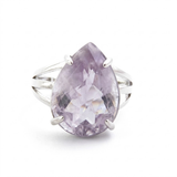 Anillo Ajustable de Amatista Facetada en Lágrima | Paz, Intuición y Transmutación Merlin Tienda
