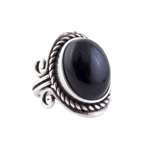 Anillo Ajustable de Ónice Natural (13x18 mm) | Gran Amuleto de Protección Merlin Tienda