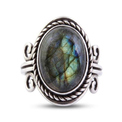 Anillo Ajustable de Labradorita Natural (13x18 mm) | Magia e Intuición Merlin Tienda