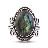 Anillo Ajustable de Labradorita Natural (13x18 mm) | Magia e Intuición Merlin Tienda