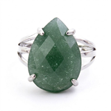Anillo Ajustable de Aventurina Verde Facetada en Lágrima | Éxito y Abundancia Merlin Tienda