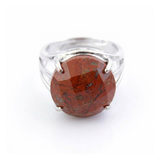 Anillo Ajustable de Jaspe Rojo Redondo Facetado | Fuerza y Enraizamiento Merlin Tienda