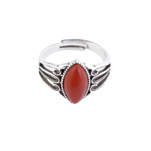Anillo Ajustable de Jaspe Rojo Natural (13x6 mm) | Fuerza y Enraizamiento Merlin Tienda