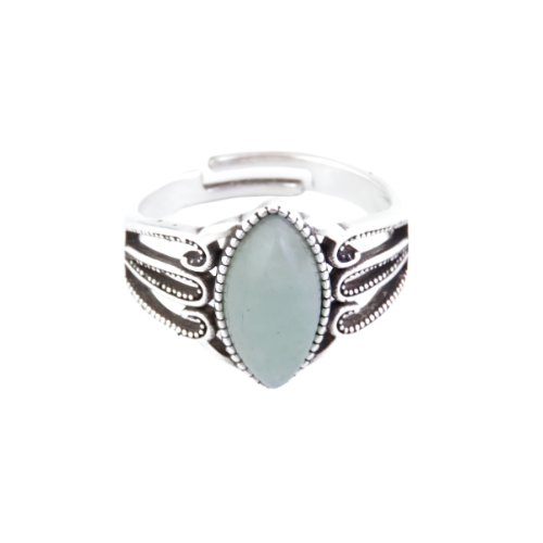 Anillo Ajustable de Aventurina Verde Natural (13x6 mm) | Suerte y Abundancia Merlin Tienda
