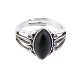 Anillo Ajustable de Ónice Negro Natural (13x6 mm) | Protección y Elegancia Merlin Tienda