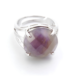 Anillo Ajustable de Amatista Redonda Facetada | Paz, Intuición y Magia Merlin Tienda