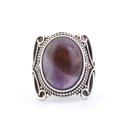 Anillo Ajustable de Amatista Natural (12x16 mm) | Paz, Intuición y Transmutación Merlin Tienda